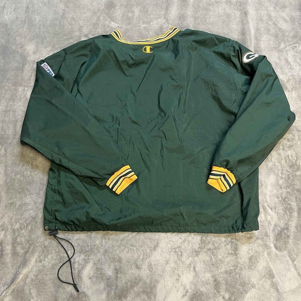 VTG CHAMPION Pro Line Green Bay Packers Pullover Windbreaker Jacket XXL STAINS - Picture 2 of 15
